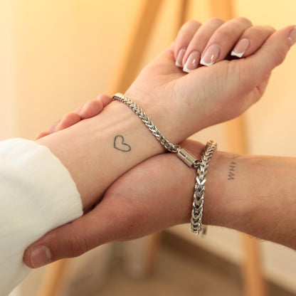 Couple Bracelets with Magnets Cylinder, Matching Bracelets Set Of 2, Couple Jewelry, Magnetic Chain Bracelets, Handmade Gift for Her or Him - LoveBrasleT - Couple Gift Store