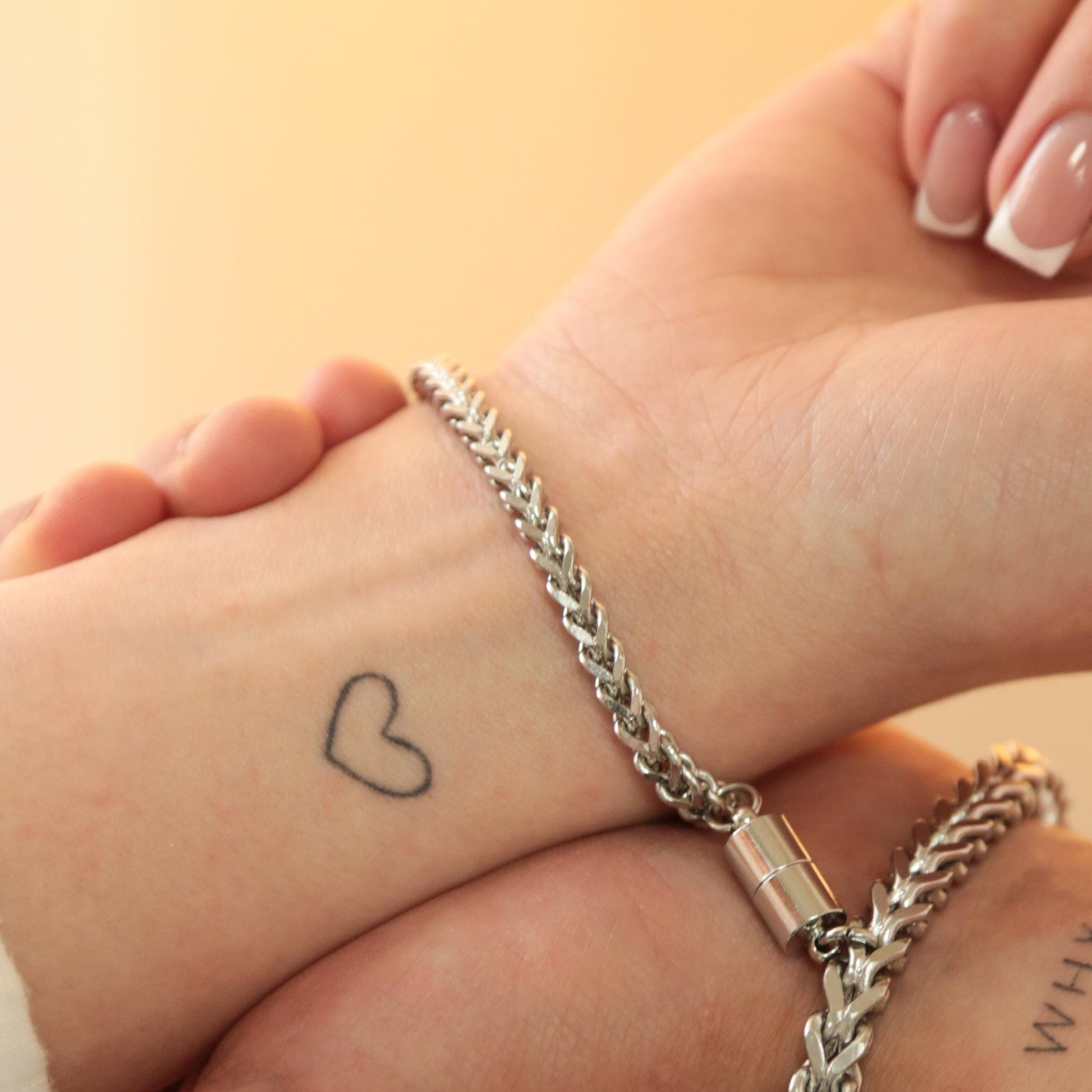 Couple Bracelets with Magnets Cylinder, Matching Bracelets Set Of 2, Couple Jewelry, Magnetic Chain Bracelets, Handmade Gift for Her or Him - LoveBrasleT - Couple Gift Store