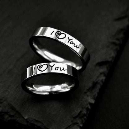 Couple Rings "I love you" engraving, Matching Gift for Couples, Lovers, boyfriend, girlfriend, Set of 2 Friendship - relationship ring set - LoveBrasleT - Couple Gift Store