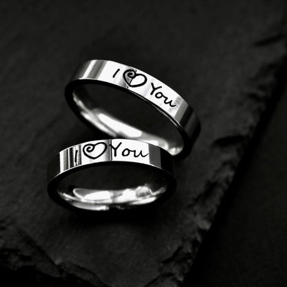 Couple Rings "I love you" engraving, Matching Gift for Couples, Lovers, boyfriend, girlfriend, Set of 2 Friendship - relationship ring set - LoveBrasleT – Matching Couples Gift Store