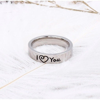 Couple Rings "I love you" engraving, Matching Gift for Couples, Lovers, boyfriend, girlfriend, Set of 2 Friendship - relationship ring set - LoveBrasleT - Couple Gift Store