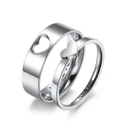 Couple Rings with Cut - out Hearts and Internal engraving I LOVE YOU(stainless steel) Gift for Couples, boyfriend, girlfriend, couple ring set - LoveBrasleT - Couple Gift Store