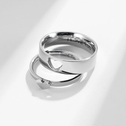 Couple Rings with Cut - out Hearts and Internal engraving I LOVE YOU(stainless steel) Gift for Couples, boyfriend, girlfriend, couple ring set - LoveBrasleT - Couple Gift Store