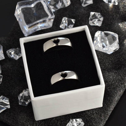Couple Rings with Cut - out Hearts, Gift for Couples Friend, Matching custom ring set, Promise Rings are fade resistant and waterproof! - LoveBrasleT - Couple Gift Store