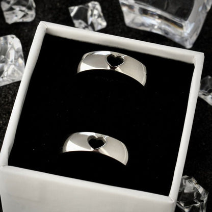 Couple Rings with Cut - out Hearts, Gift for Couples Friend, Matching custom ring set, Promise Rings are fade resistant and waterproof! - LoveBrasleT – Matching Couples Gift Store