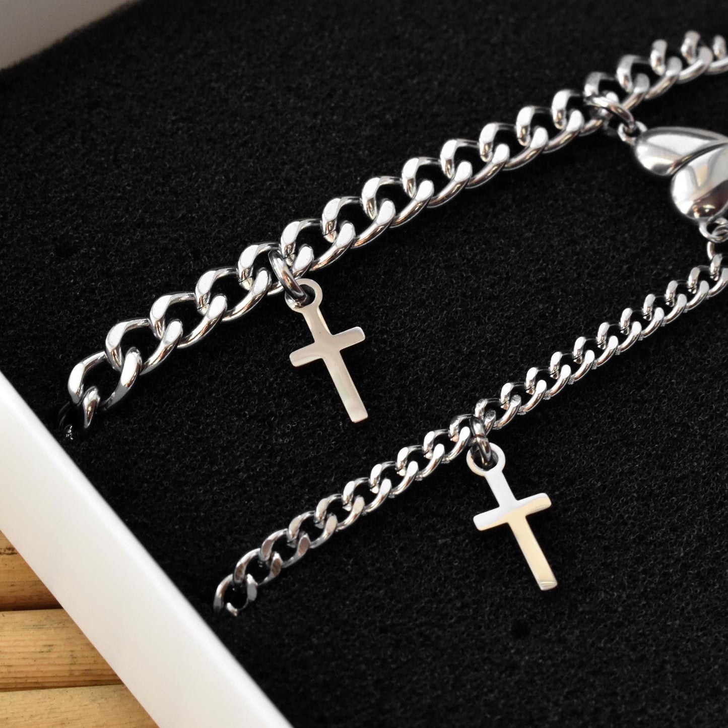 Couples Bracelet charms Crosses and Magnetic Heart, Matching Bracelets, Gift Jewelry, Friendship, Husband Wife, His and Hers Cross Bracelets - LoveBrasleT - Couple Gift Store