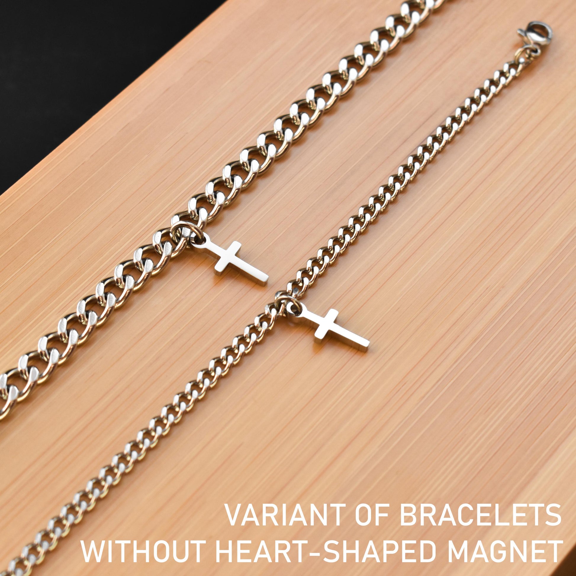 Couples Bracelet charms Crosses and Magnetic Heart, Matching Bracelets, Gift Jewelry, Friendship, Husband Wife, His and Hers Cross Bracelets - LoveBrasleT - Couple Gift Store