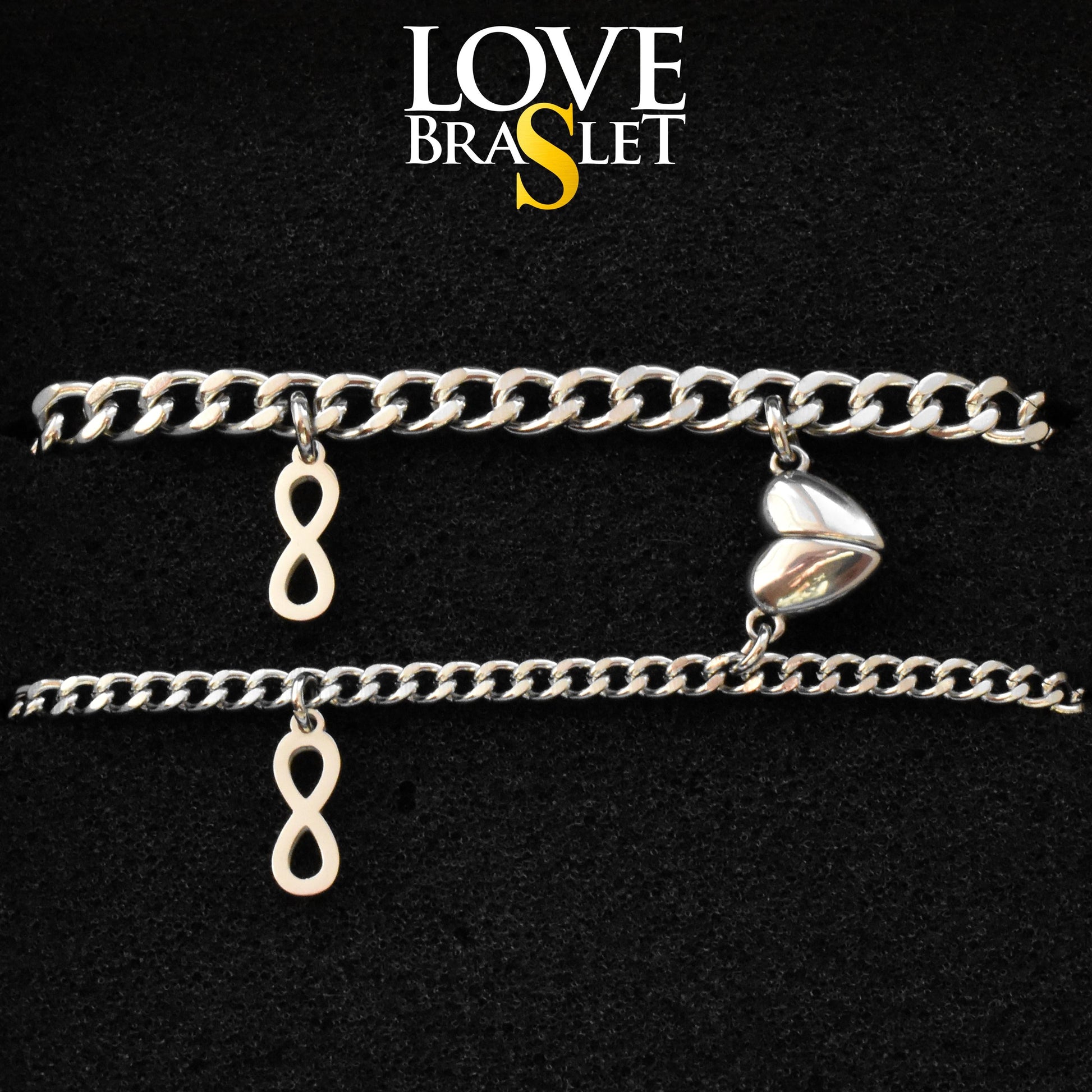 Couples Bracelet charms Infinity Symbols and Magnetic Heart, Gift Matching Bracelets, Relationship, Husband Wife, His & Hers Jewelry, BFF - LoveBrasleT - Couple Gift Store