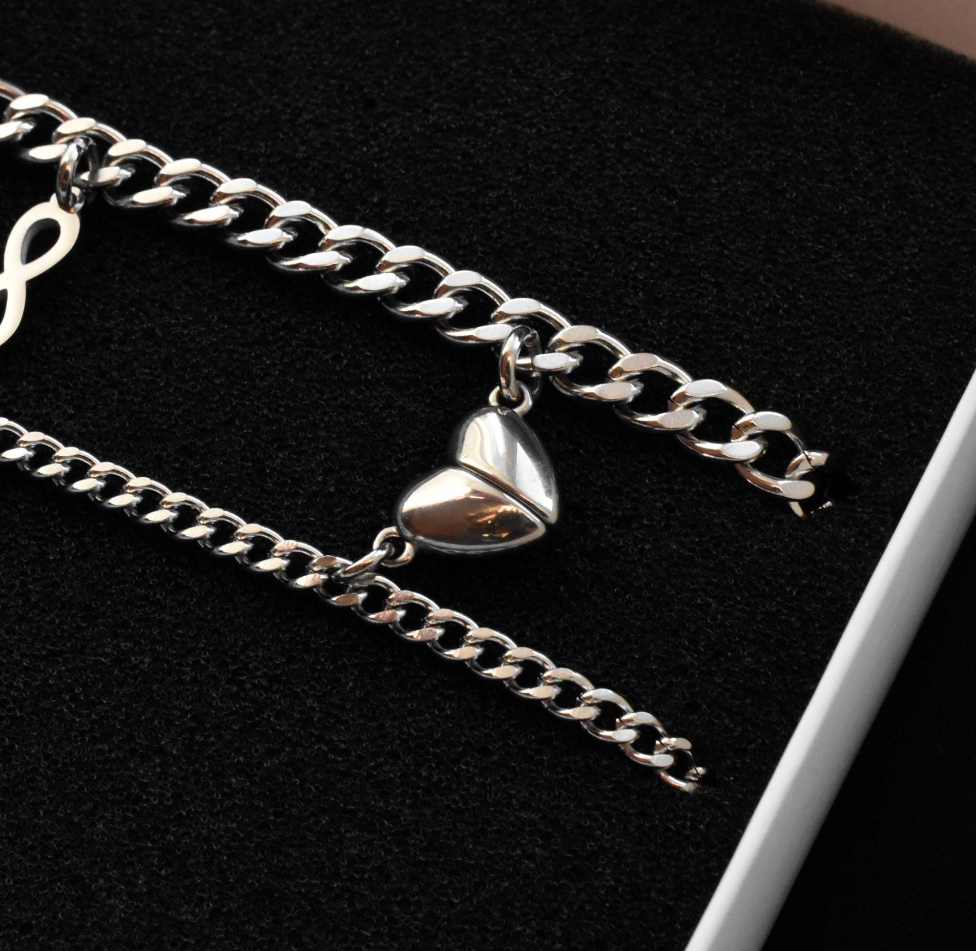 Couples Bracelet charms Infinity Symbols and Magnetic Heart, Gift Matching Bracelets, Relationship, Husband Wife, His & Hers Jewelry, BFF - LoveBrasleT - Couple Gift Store