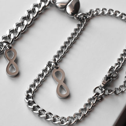 Couples Bracelet charms Infinity Symbols and Magnetic Heart, Gift Matching Bracelets, Relationship, Husband Wife, His & Hers Jewelry, BFF - LoveBrasleT - Couple Gift Store