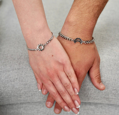 Couples Bracelets with Sun and Moon connectors, His and Hers Bracelets, Set of 2 Handmade matching Bracelets, Best gifts for Him and Her - LoveBrasleT - Couple Gift Store