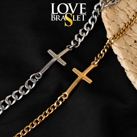 Cross Matching Bracelets for Couples – Silver & Gold Gift Set - LoveBrasleT – Matching Couples Gift Store