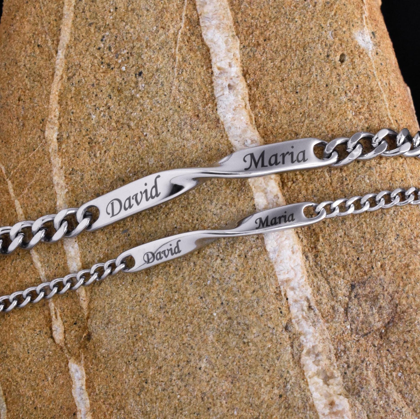 Custom Couple Bracelets, Personalized Name Matching Bracelet For Couple, Friendship Engraved Bracelets, Gift For Couples, Gift for Husband - LoveBrasleT - Couple Gift Store