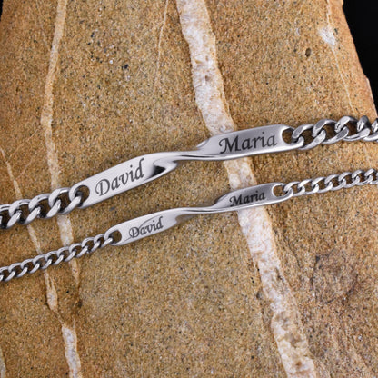 Custom Couple Bracelets, Personalized Name Matching Bracelet For Couple, Friendship Engraved Bracelets, Gift For Couples, Gift for Husband - LoveBrasleT - Couple Gift Store