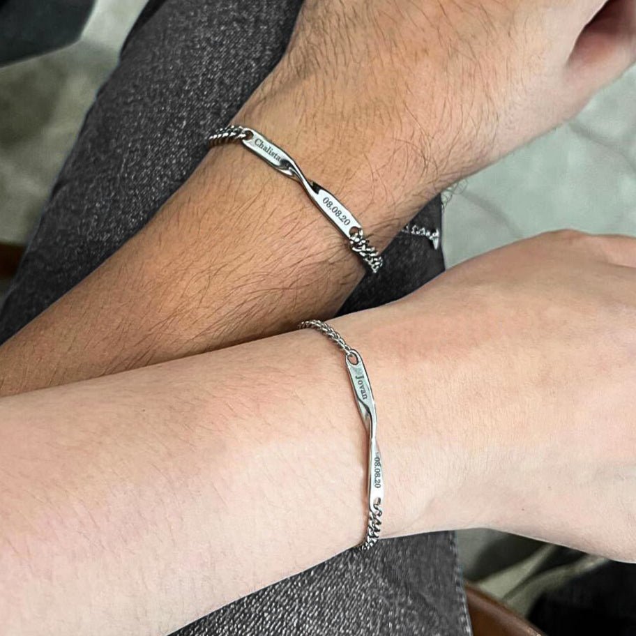 Custom Couple Bracelets, Personalized Name Matching Bracelet For Couple, Friendship Engraved Bracelets, Gift For Couples, Gift for Husband - LoveBrasleT - Couple Gift Store