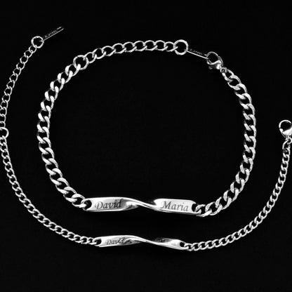 Custom Couple Bracelets, Personalized Name Matching Bracelet For Couple, Friendship Engraved Bracelets, Gift For Couples, Gift for Husband - LoveBrasleT - Couple Gift Store