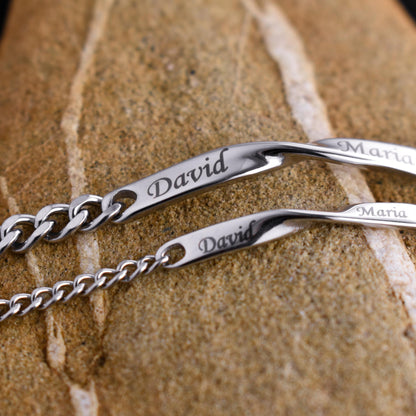 Custom Couple Bracelets, Personalized Name Matching Bracelet For Couple, Friendship Engraved Bracelets, Gift For Couples, Gift for Husband - LoveBrasleT - Couple Gift Store