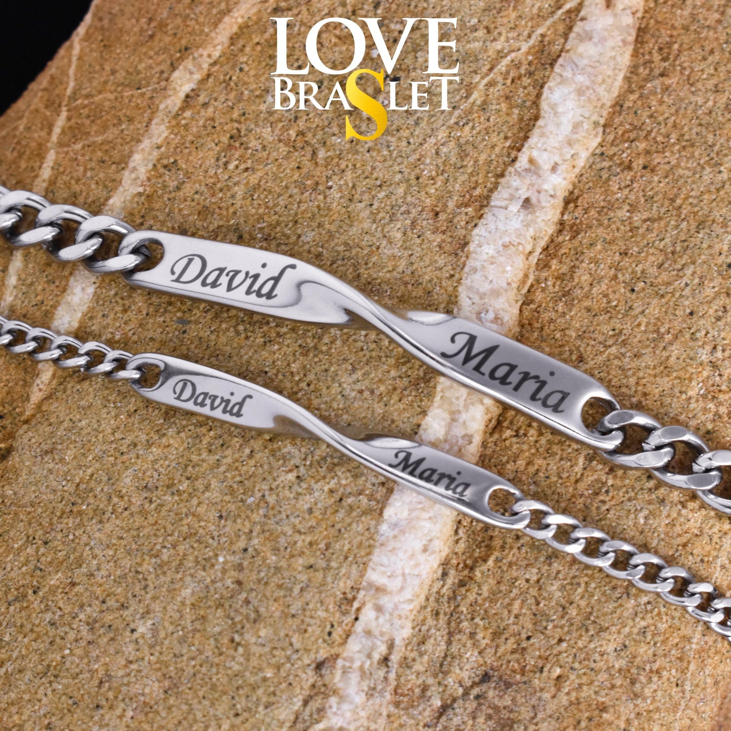 Custom Couple Bracelets, Personalized Name Matching Bracelet For Couple, Friendship Engraved Bracelets, Gift For Couples, Gift for Husband - LoveBrasleT - Couple Gift Store