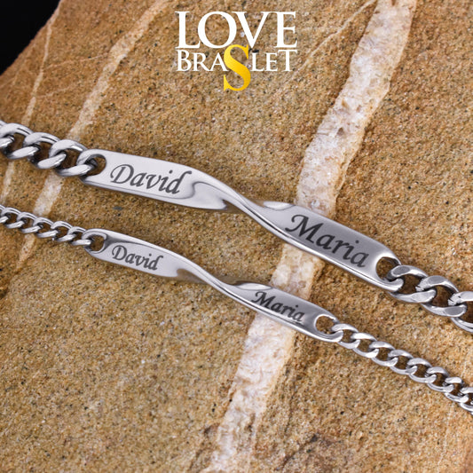 Custom Couple Bracelets, Personalized Name Matching Bracelet For Couple, Friendship Engraved Bracelets, Gift For Couples, Gift for Husband - LoveBrasleT - Couple Gift Store