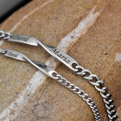 Custom Couple Bracelets, Personalized Name Matching Bracelet For Couple, Friendship Engraved Bracelets, Gift For Couples, Gift for Husband - LoveBrasleT - Couple Gift Store