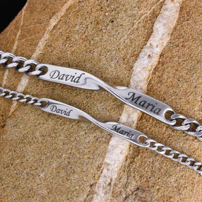 Custom Couple Bracelets, Personalized Name Matching Bracelet For Couple, Friendship Engraved Bracelets, Gift For Couples, Gift for Husband - LoveBrasleT – Matching Couples Gift Store