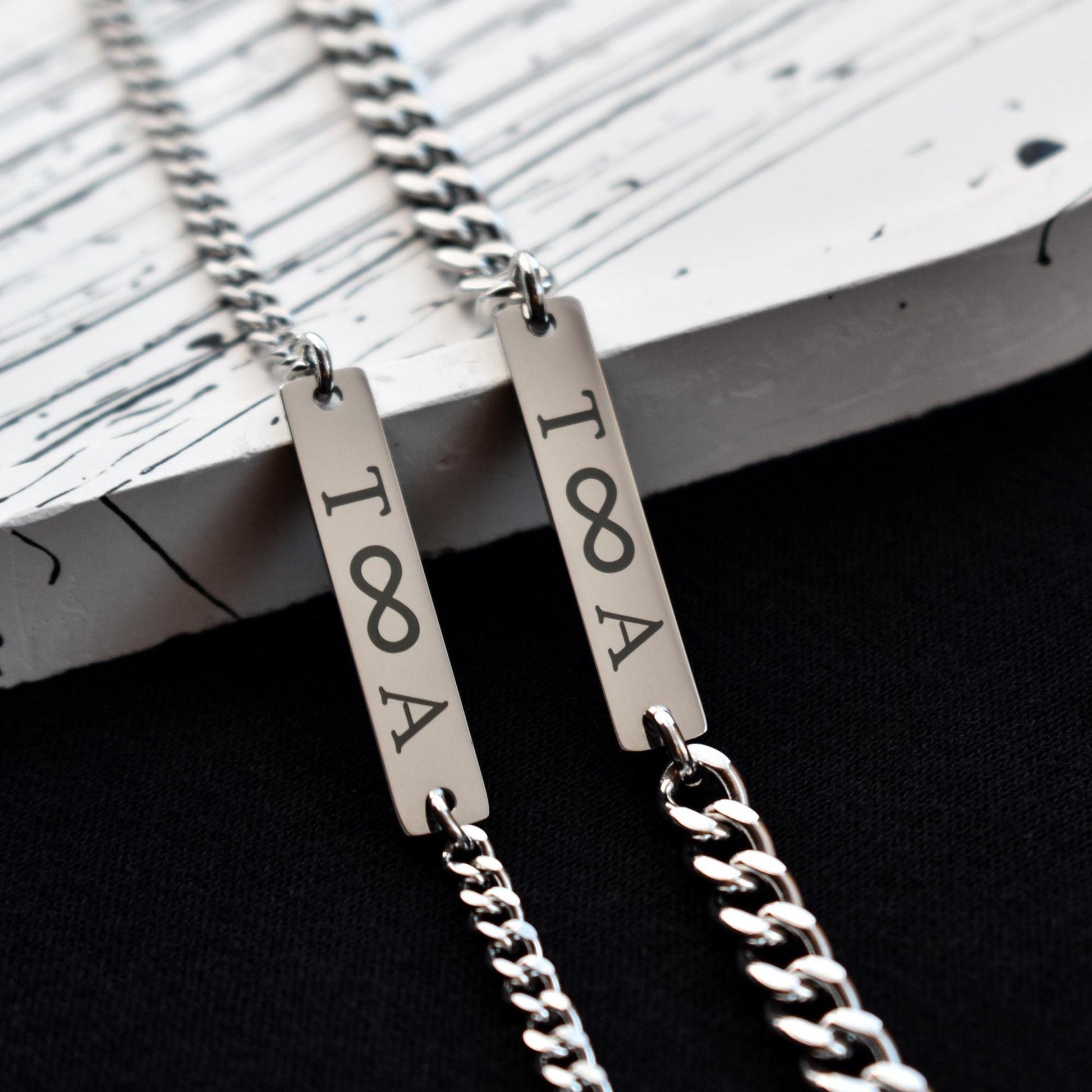 Custom Engraved Initials Couple Bracelets, Personalized Matching Bracelet for Him and Her, Couple Gifts, Handcrafted His and Hers Jewelry - LoveBrasleT - Couple Gift Store