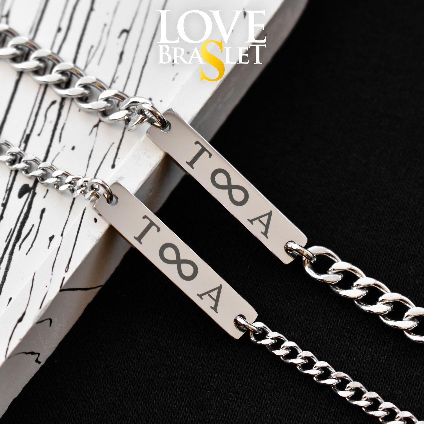 Custom Engraved Initials Couple Bracelets, Personalized Matching Bracelet for Him and Her, Couple Gifts, Handcrafted His and Hers Jewelry - LoveBrasleT - Couple Gift Store