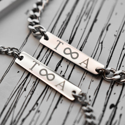 Custom Engraved Initials Couple Bracelets, Personalized Matching Bracelet for Him and Her, Couple Gifts, Handcrafted His and Hers Jewelry - LoveBrasleT - Couple Gift Store