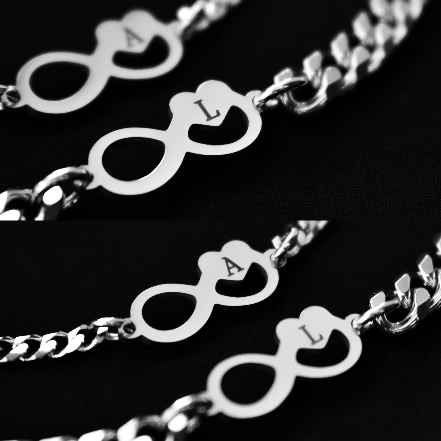 Custom Initials Couples Bracelet Infinity Symbols, Personalized Letter Name, Engraved Matching Bracelets Set, Jewelry Gift for Couple, Lover - LoveBrasleT - Couple Gift Store