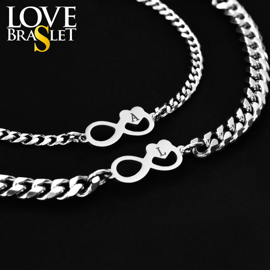 Custom Initials Couples Bracelet Infinity Symbols, Personalized Letter Name, Engraved Matching Bracelets Set, Jewelry Gift for Couple, Lover - LoveBrasleT - Couple Gift Store