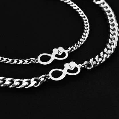 Custom Initials Couples Bracelet Infinity Symbols, Personalized Letter Name, Engraved Matching Bracelets Set, Jewelry Gift for Couple, Lover - LoveBrasleT – Matching Couples Gift Store