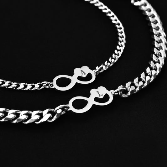 Custom Initials Couples Bracelet Infinity Symbols, Personalized Letter Name, Engraved Matching Bracelets Set, Jewelry Gift for Couple, Lover - LoveBrasleT – Matching Couples Gift Store