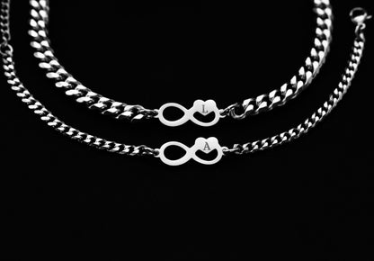 Custom Initials Couples Bracelet Infinity Symbols, Personalized Letter Name, Engraved Matching Bracelets Set, Jewelry Gift for Couple, Lover - LoveBrasleT - Couple Gift Store