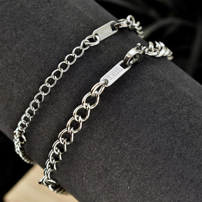 Set of 2 Couples Bracelets with double Hearts or double Handcuffs for lovers (stainless steel), His and Hers Bracelets, Couples Gift Love