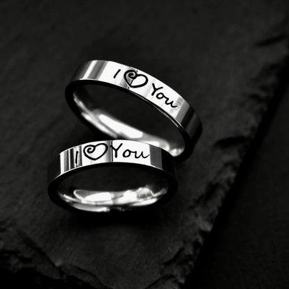 Couple Rings "I love you" engraving, Matching Gift for Couples, Lovers, boyfriend, girlfriend, Set of 2 Friendship-relationship ring set