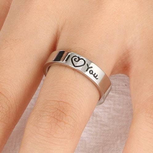 Couple Rings "I love you" engraving, Matching Gift for Couples, Lovers, boyfriend, girlfriend, Set of 2 Friendship-relationship ring set