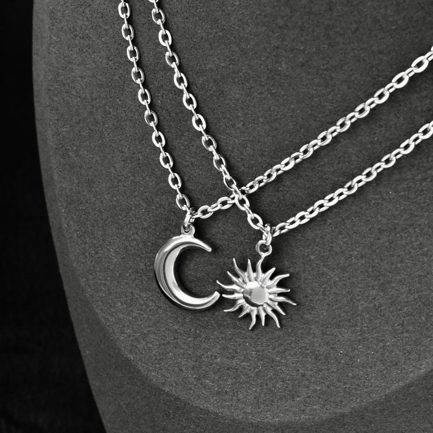 Sun and Moon Couple Necklace, Set of 2 His & Hers Necklaces, Silver and Gold Matching Necklace, Gifts for Her Him, Friendіship, Anniversary