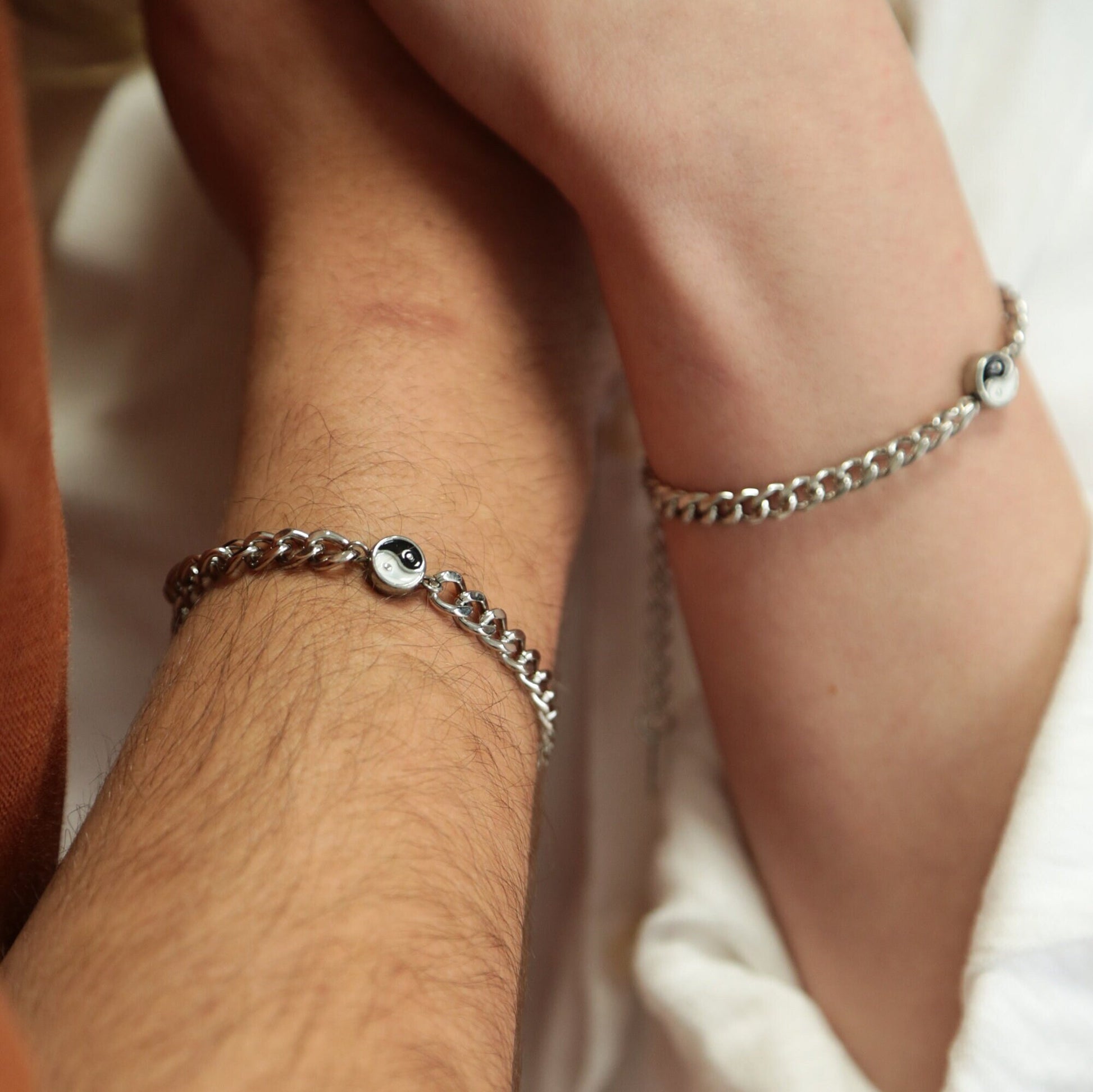 Set of 2 Couple Bracelets with Yin-Yang Сharms | Gift for Couples, Gift for Her, Gift for Him, His and Hers Bracelets, Matching bracelets