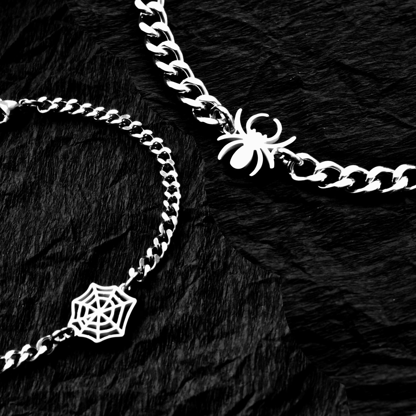 Couple Bracelets with Spider Web charms, Matching Cobweb Magnetic Bracelet, His and Hers Bracelets, Custom Gift Halloween, Handmade Jewelry