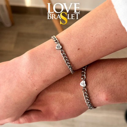 Couple Bracelets with Hearts "I love you" | Handmade Matching Engraved Bracelet, His & Hers Jewelry, Anniversary Gift for Him and for Her