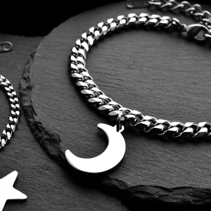 Couples Bracelets with Moon and Star charms, Magnetic Heart Matching Jewelry, His and Hers Bracelets, Couples Gift, Friendship, Relationship