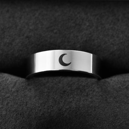 Personalized Couple Rings Moon, Sun, Star | Custom Name Ring Engraved, Promise Gift for Couples, BFF, Matching ring set, Jewelry Gift & Him