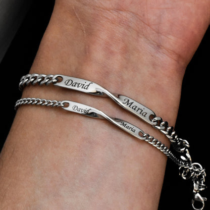 Custom Couple Bracelets, Personalized Name Matching Bracelet For Couple, Friendship Engraved Bracelets, Gift For Couples, Gift for Husband