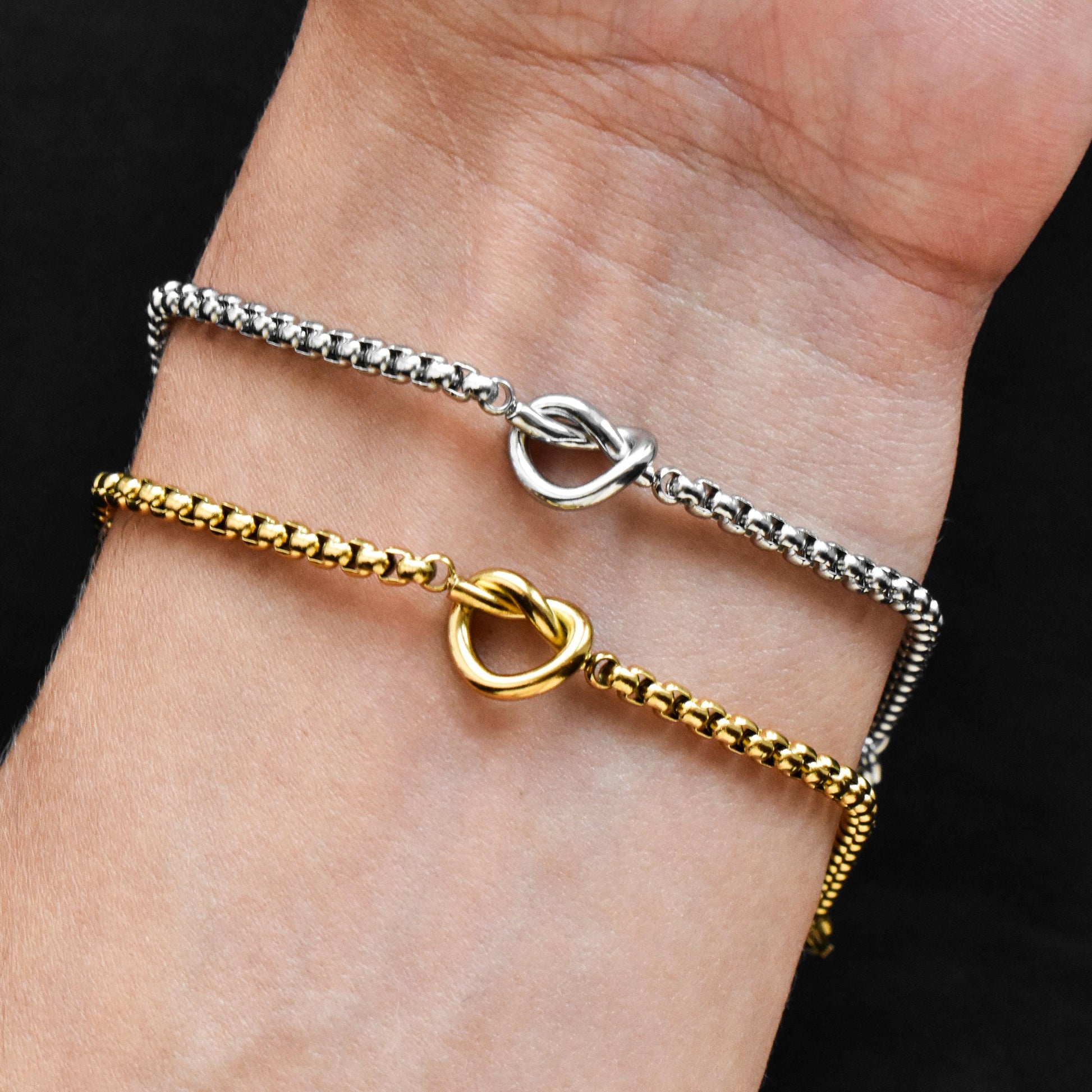 Gold & Silver Knot Matching Bracelets, Couples Dainty Bracelet set, His Hers Jewelry, Friendіship Gifts for Her Him, Anniversary, Christmas