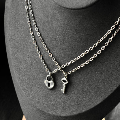 Key and Lock Couple Necklace Set of 2, Gift for Couples, His and Hers Necklace, Silver Couples Necklace, Gifts for Her Him Bestfriend Love - LoveBrasleT - Couple Gift Store