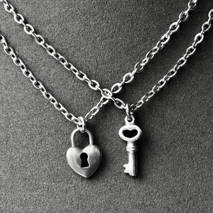 Key and Lock Couple Necklace Set of 2, Gift for Couples, His and Hers Necklace, Silver Couples Necklace, Gifts for Her Him Bestfriend Love - LoveBrasleT - Couple Gift Store