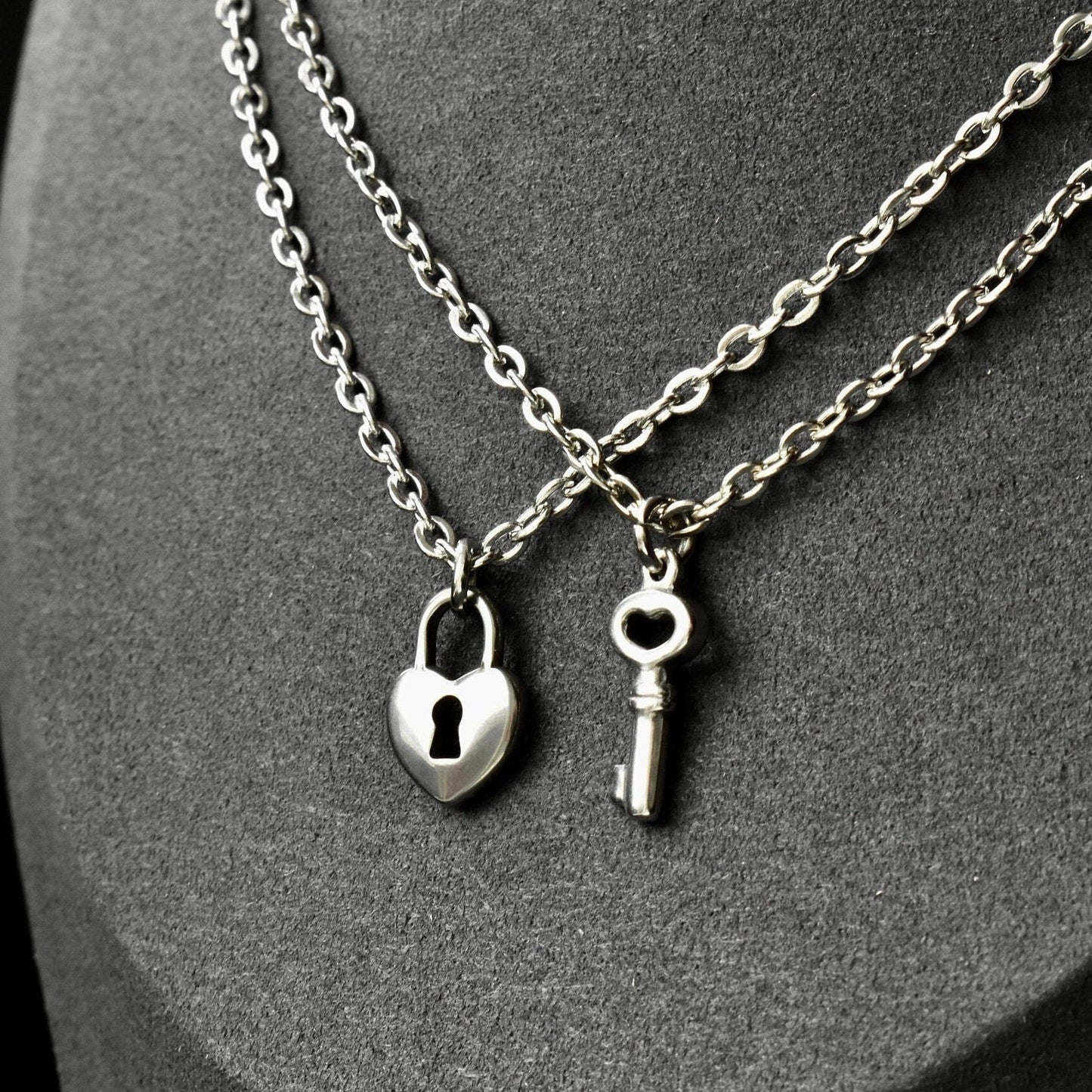 Key and Lock Couple Necklace Set of 2, Gift for Couples, His and Hers Necklace, Silver Couples Necklace, Gifts for Her Him Bestfriend Love - LoveBrasleT - Couple Gift Store