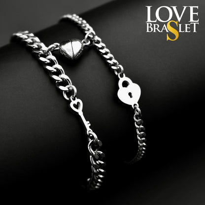 Magnetic Heart Couple Bracelets with Airplanes | Key and Lock | Crosses | Butterflies, Gift Matching Jewelry, Friendship Bracelets, His Hers - LoveBrasleT - Couple Gift Store