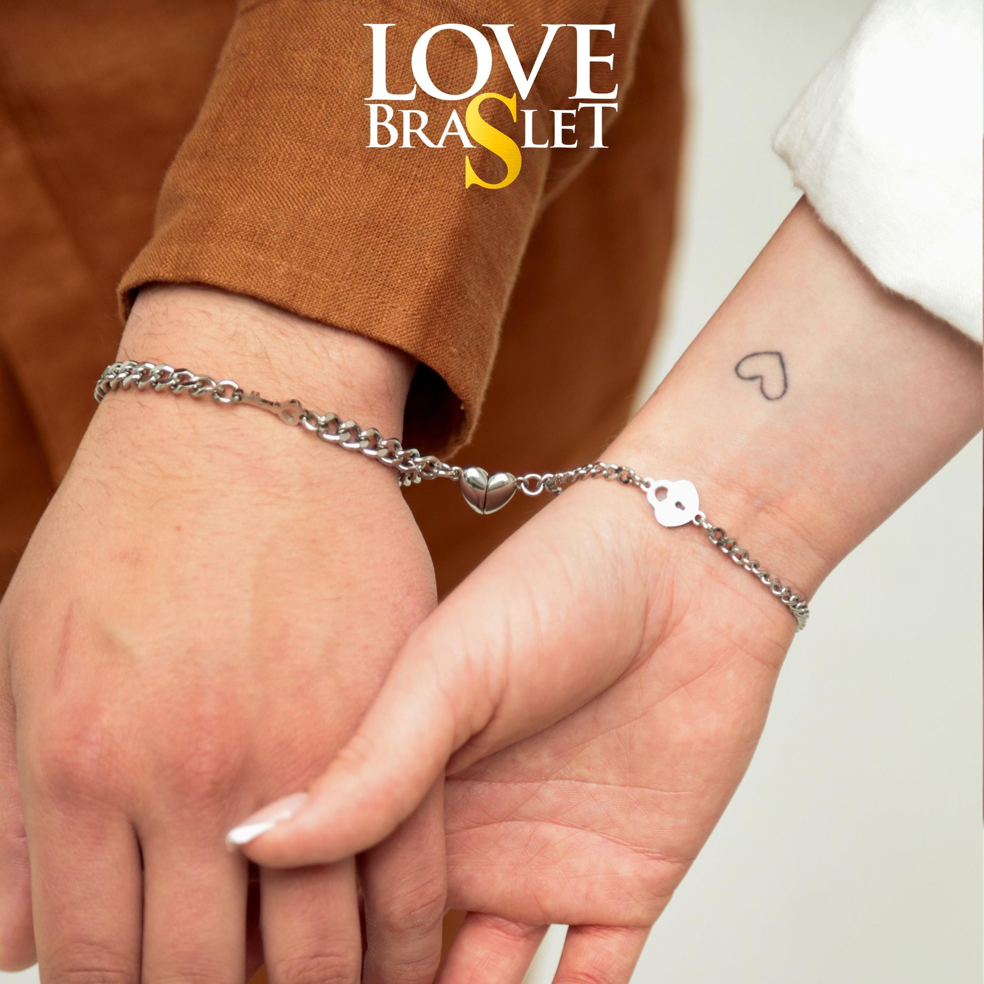 Magnetic Heart Couple Bracelets with Airplanes | Key and Lock | Crosses | Butterflies, Gift Matching Jewelry, Friendship Bracelets, His Hers - LoveBrasleT - Couple Gift Store