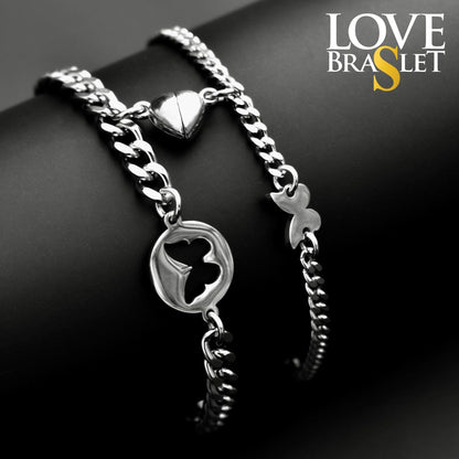 Magnetic Heart Couple Bracelets with Airplanes | Key and Lock | Crosses | Butterflies, Gift Matching Jewelry, Friendship Bracelets, His Hers - LoveBrasleT - Couple Gift Store